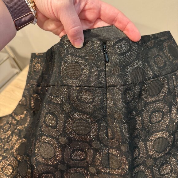 Ann Taylor Gold Metallic Circle Embroidered Holiday Festive Mini Skirt 10 - Picture 7 of 13